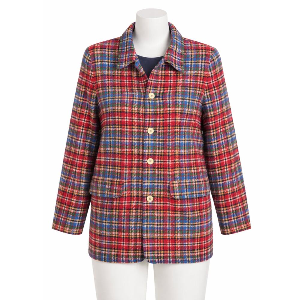 Lizwear Vintage Multicolor Houndstooth Lined Blazer Wool Blend Women's Sz 12p